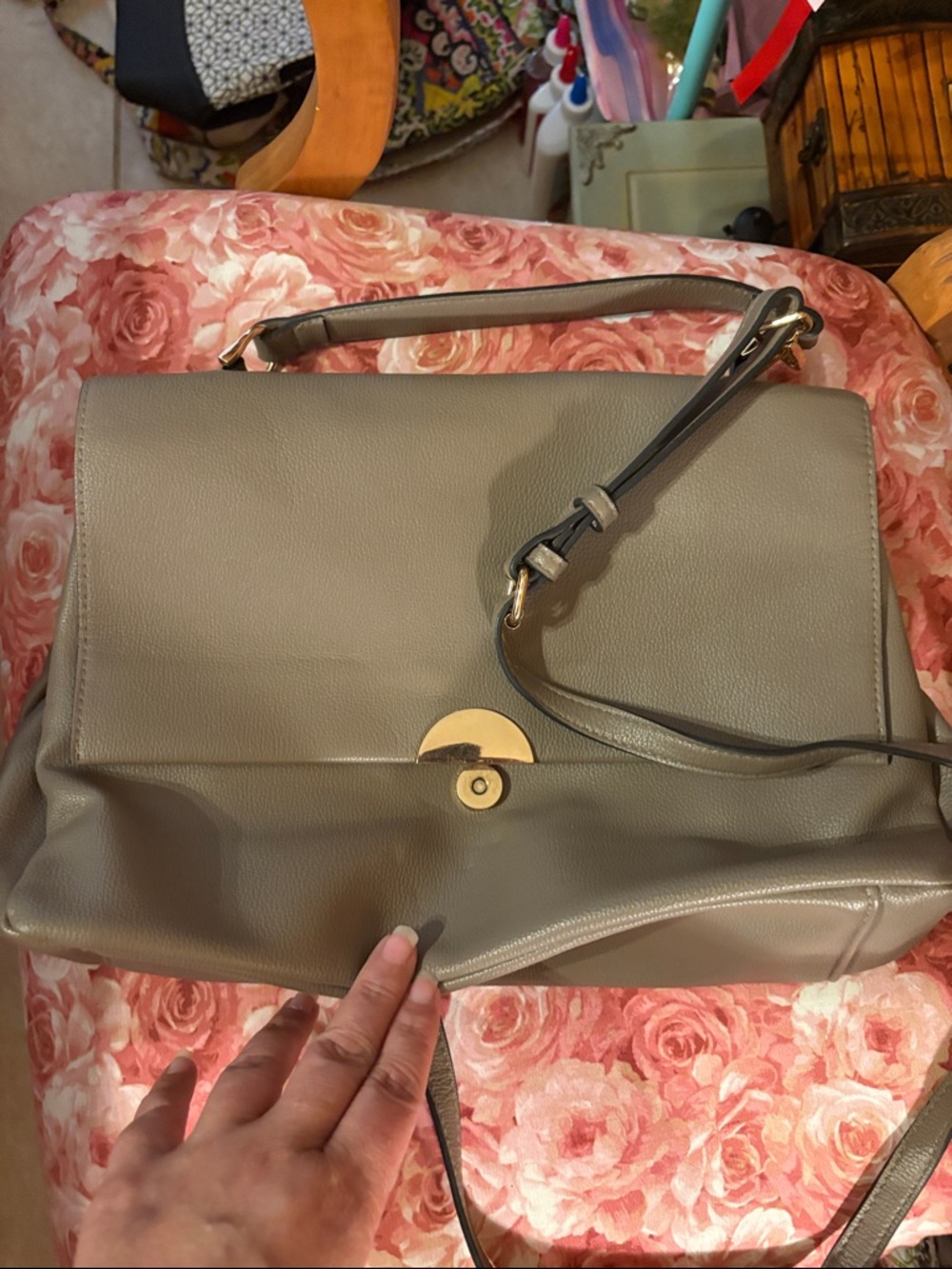 a new day Taupe Structured Satchel with Gold-Tone Hardware